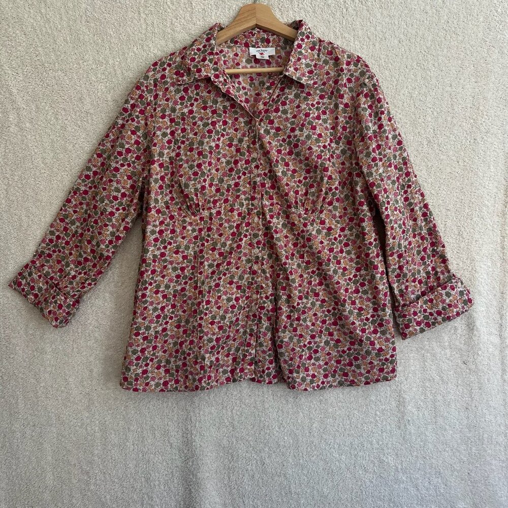 🌸 Two Hearts Maternity XL Floral Cotton Blouse Cottagecore 3/4 Sleeve